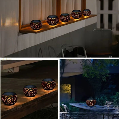 solar table lamp, outdoor metal lamp, IP65 lamp, ambient projection light, garden night light, bedroom decor lamp, party lighting, Australian outdoor decor - White - Size 2PCS