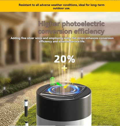 Solar Lawn Lights Stainless Steel Outdoor Lights 3-LED Garden Lights Waterproof - Black warm light - Size 1PCS
