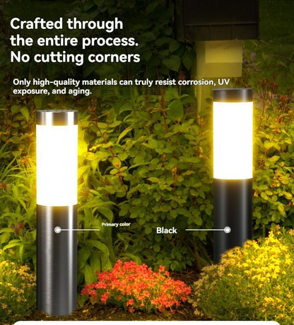 Solar Lawn Lights Stainless Steel Outdoor Lights 3-LED Garden Lights Waterproof - Black warm light - Size 1PCS