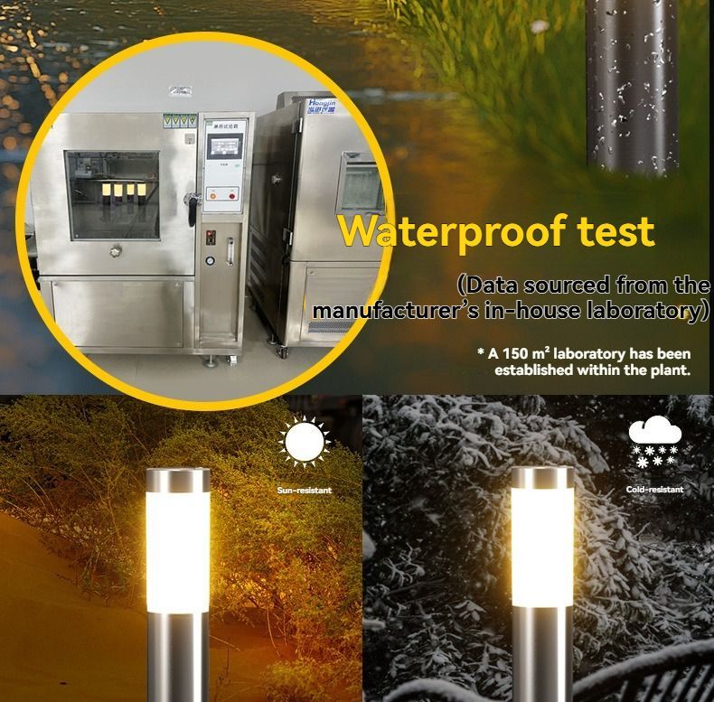 Solar Lawn Lights Stainless Steel Outdoor Lights 3-LED Garden Lights Waterproof - Black with white light - Size 1PCS