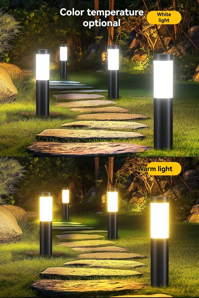 Solar Lawn Lights Stainless Steel Outdoor Lights 3-LED Garden Lights Waterproof - Silver white light - Size 2PCS