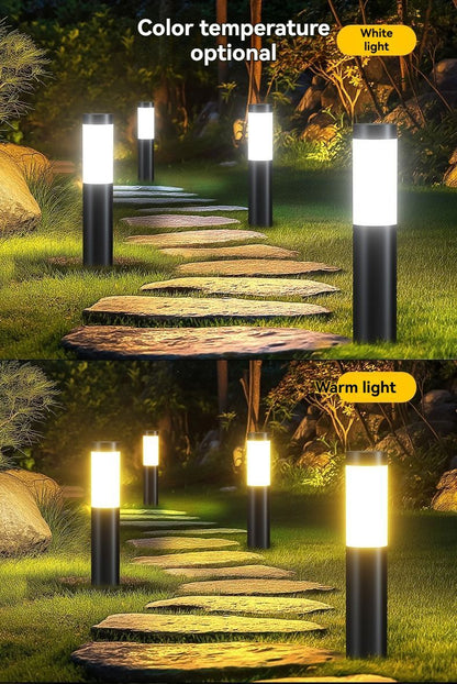 Solar Lawn Lights Stainless Steel Outdoor Lights 3-LED Garden Lights Waterproof - Silver white light - Size 2PCS