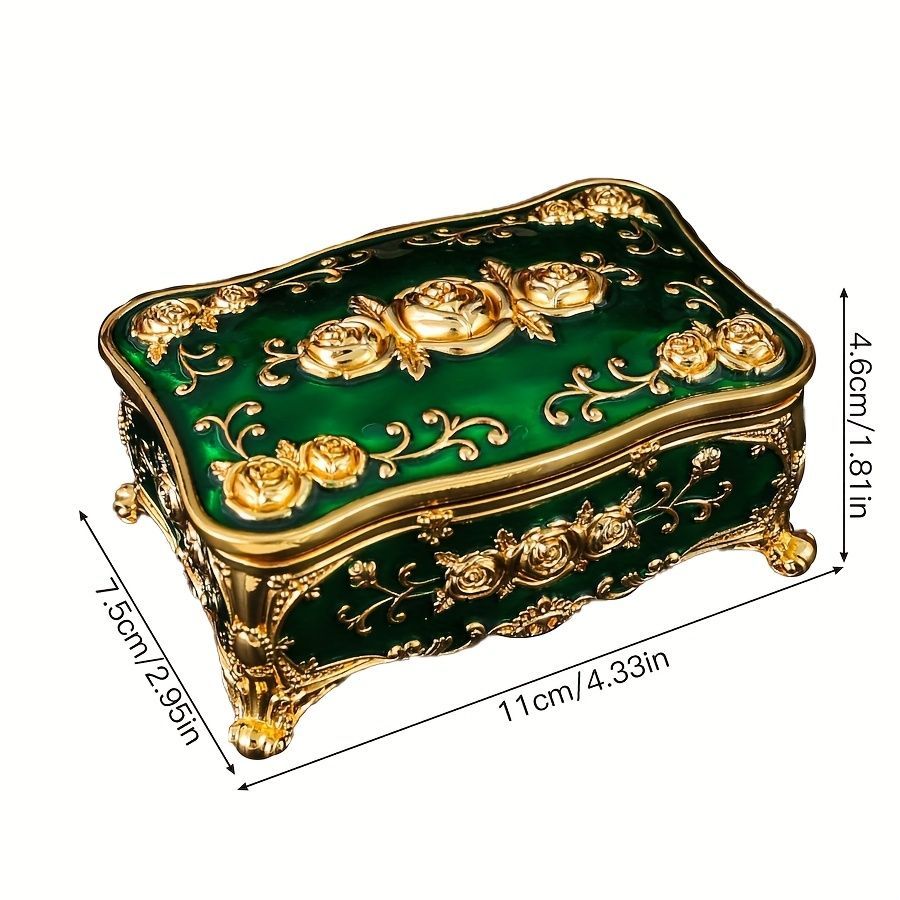 Pearl Enamel Jewelry Box, Red Enamel Jewelry Box, Gold-Plated Jewelry Box, Home Decor, Jewelry Storage, Luxury Gift, Australian Gift, Dressing Table Decor - Blue - Size L