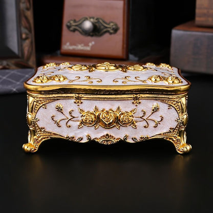 Pearl Enamel Jewelry Box, Red Enamel Jewelry Box, Gold-Plated Jewelry Box, Home Decor, Jewelry Storage, Luxury Gift, Australian Gift, Dressing Table Decor - Blue - Size L