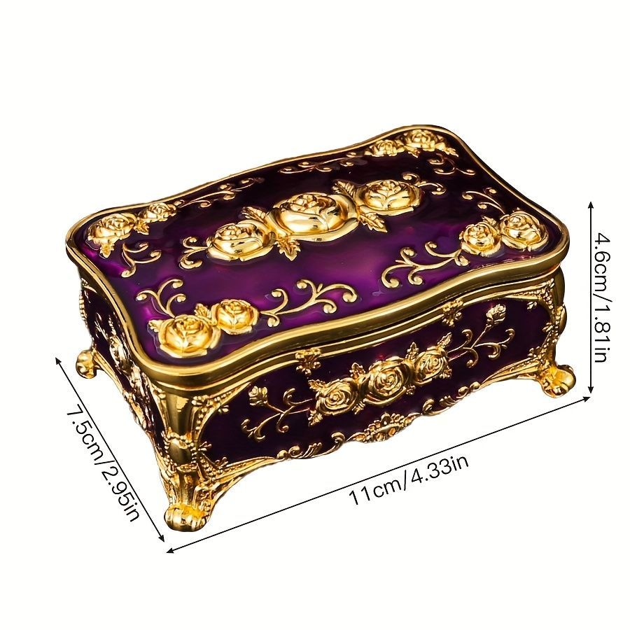 Pearl Enamel Jewelry Box, Red Enamel Jewelry Box, Gold-Plated Jewelry Box, Home Decor, Jewelry Storage, Luxury Gift, Australian Gift, Dressing Table Decor - Green - Size L