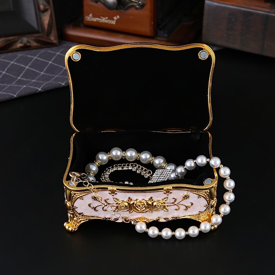Pearl Enamel Jewelry Box, Red Enamel Jewelry Box, Gold-Plated Jewelry Box, Home Decor, Jewelry Storage, Luxury Gift, Australian Gift, Dressing Table Decor - Green - Size L