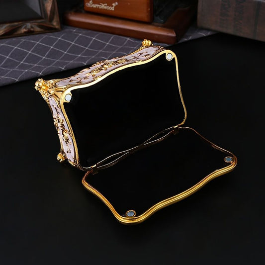Pearl Enamel Jewelry Box, Red Enamel Jewelry Box, Gold-Plated Jewelry Box, Home Decor, Jewelry Storage, Luxury Gift, Australian Gift, Dressing Table Decor - Red - Size L
