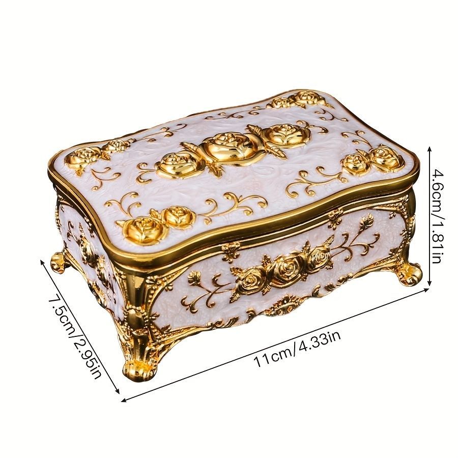 Pearl Enamel Jewelry Box, Red Enamel Jewelry Box, Gold-Plated Jewelry Box, Home Decor, Jewelry Storage, Luxury Gift, Australian Gift, Dressing Table Decor - Red - Size L