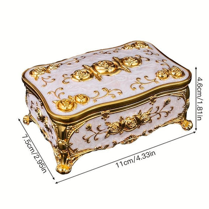 Pearl Enamel Jewelry Box, Red Enamel Jewelry Box, Gold-Plated Jewelry Box, Home Decor, Jewelry Storage, Luxury Gift, Australian Gift, Dressing Table Decor - Red - Size L