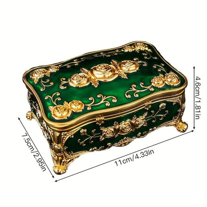 Pearl Enamel Jewelry Box, Red Enamel Jewelry Box, Gold-Plated Jewelry Box, Home Decor, Jewelry Storage, Luxury Gift, Australian Gift, Dressing Table Decor - Red - Size L