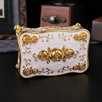 Pearl Enamel Jewelry Box, Red Enamel Jewelry Box, Gold-Plated Jewelry Box, Home Decor, Jewelry Storage, Luxury Gift, Australian Gift, Dressing Table Decor - Red - Size L