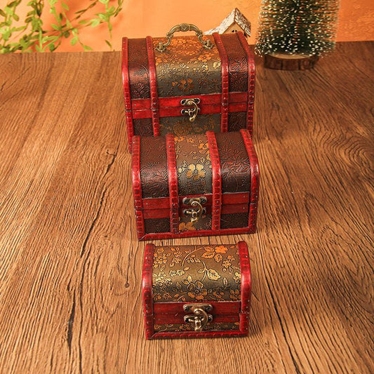 vintage jewelry box, leather wood storage, small decorative box, floral trinket box, home organisation Australia - Red - Size SET-3PCS