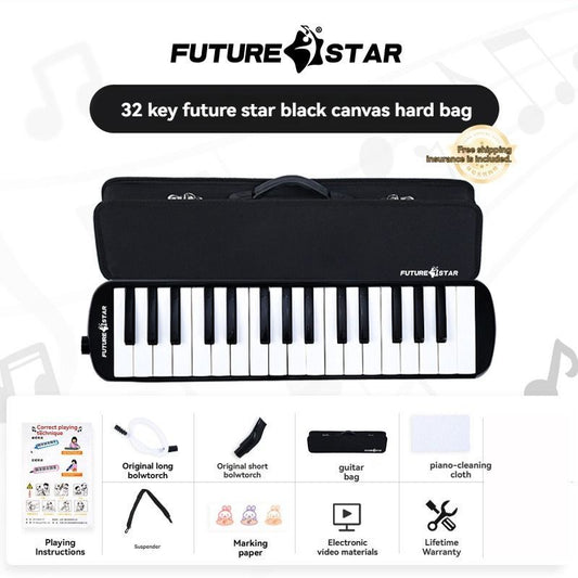 32-key melodica, student melodica, children melodica, beginner musical instrument, classroom instrument, melodica with blow-tube, melodica with mouthpiece, kids keyboard harmonica, school music supply, melodica for kids Australia - Black - Size 32
