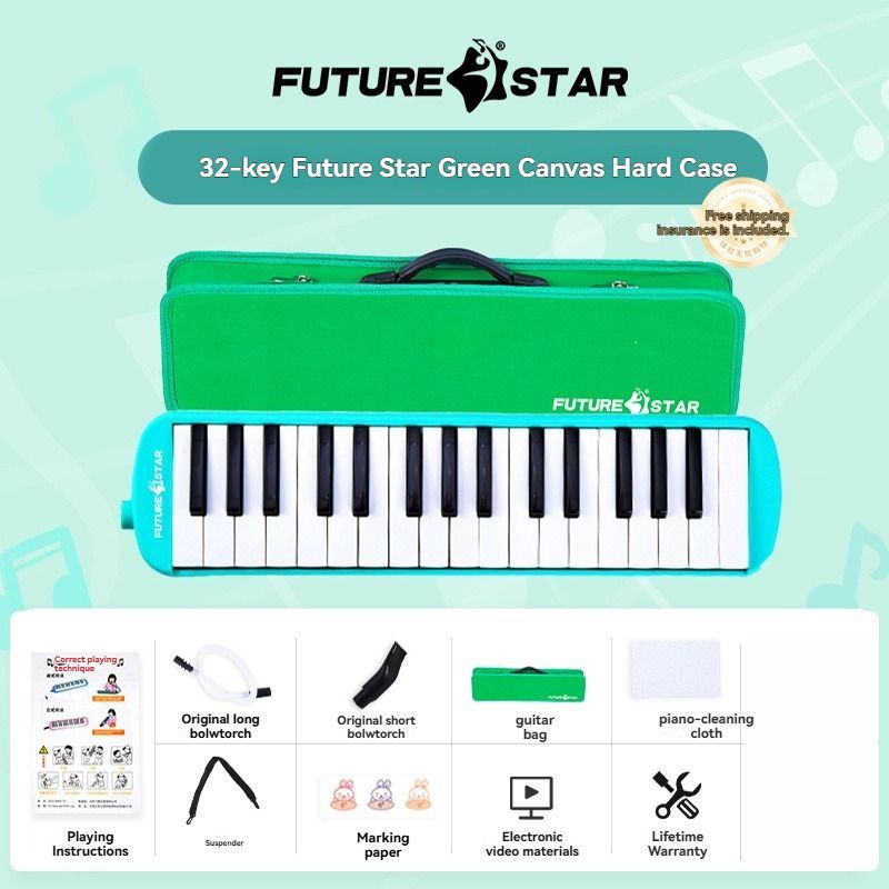 32-key melodica, student melodica, children melodica, beginner musical instrument, classroom instrument, melodica with blow-tube, melodica with mouthpiece, kids keyboard harmonica, school music supply, melodica for kids Australia - Blue - Size 32