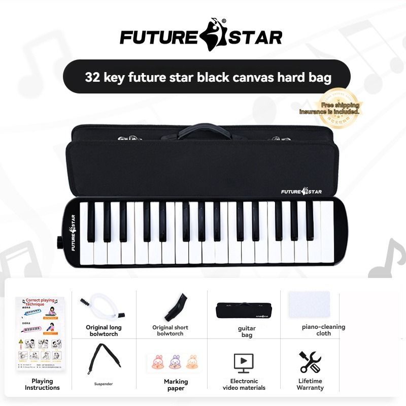 32-key melodica, student melodica, children melodica, beginner musical instrument, classroom instrument, melodica with blow-tube, melodica with mouthpiece, kids keyboard harmonica, school music supply, melodica for kids Australia - Green - Size 32