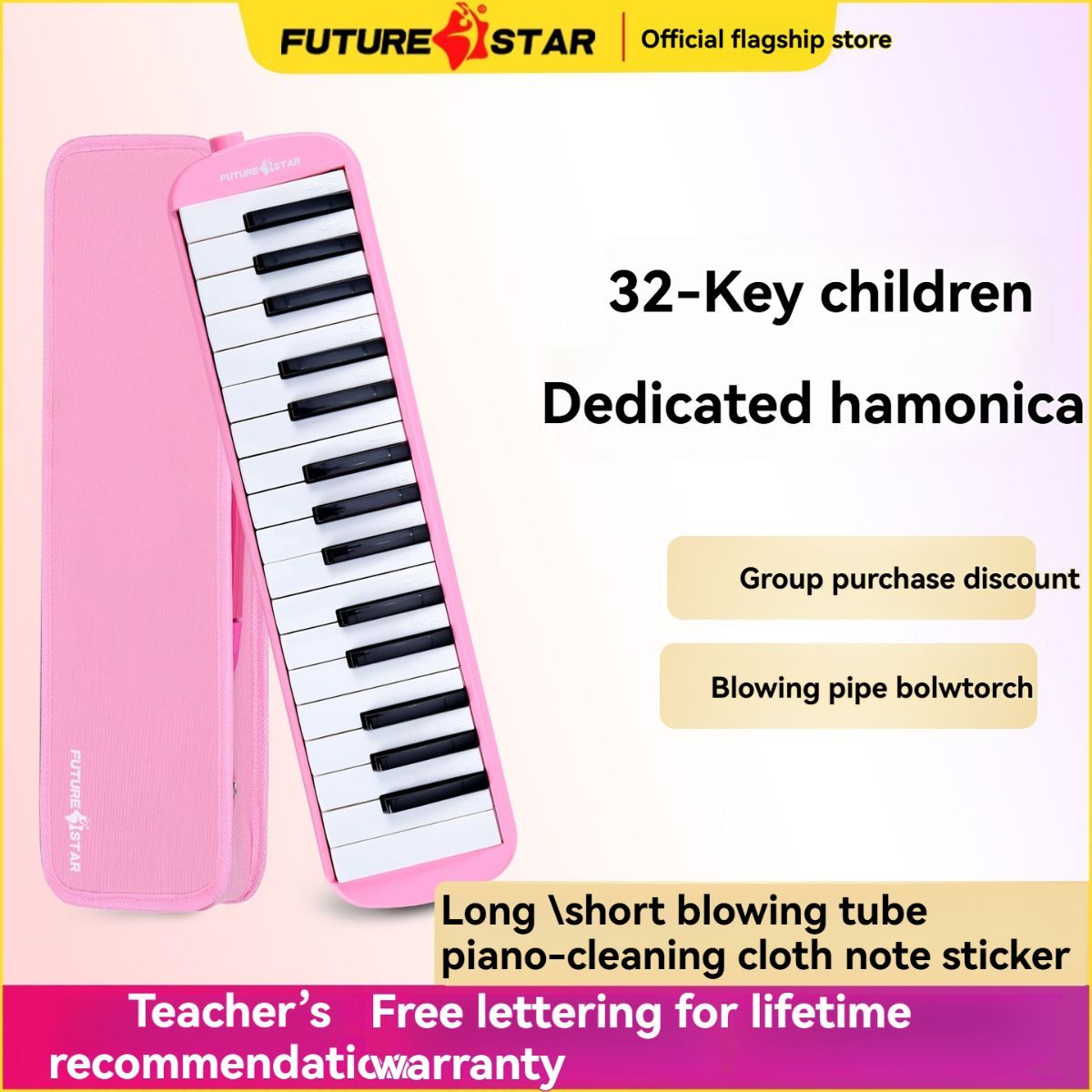 32-key melodica, student melodica, children melodica, beginner musical instrument, classroom instrument, melodica with blow-tube, melodica with mouthpiece, kids keyboard harmonica, school music supply, melodica for kids Australia - Red - Size 32