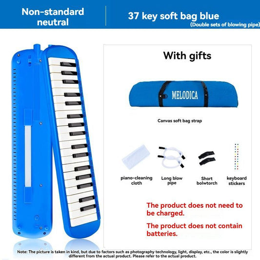 37-key mouth blown pipe, classroom musical instrument, blowing nozzle, base support, drainage function, Australian music education, classroom pipe with drainage, easy play wind instrument - Black - Size 37