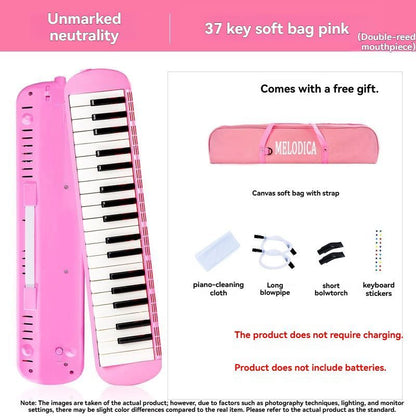 37-key mouth blown pipe, classroom musical instrument, blowing nozzle, base support, drainage function, Australian music education, classroom pipe with drainage, easy play wind instrument - Black - Size 37