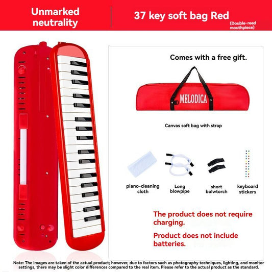 37-key mouth blown pipe, classroom musical instrument, blowing nozzle, base support, drainage function, Australian music education, classroom pipe with drainage, easy play wind instrument - Blue - Size 37