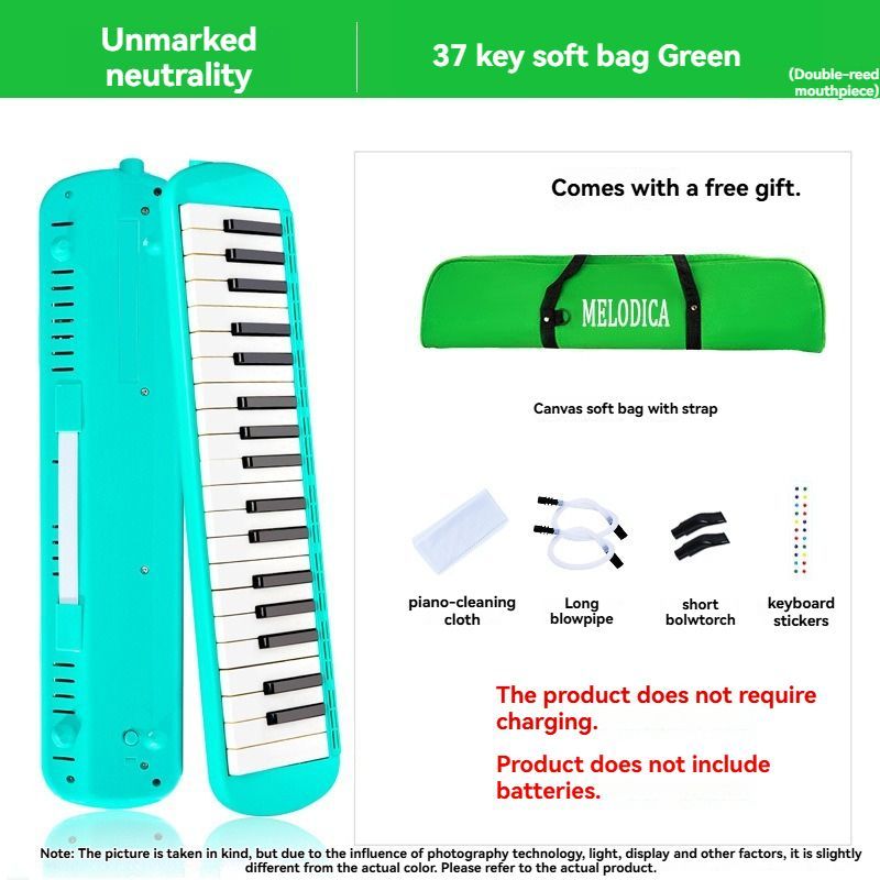 37-key mouth blown pipe, classroom musical instrument, blowing nozzle, base support, drainage function, Australian music education, classroom pipe with drainage, easy play wind instrument - Blue - Size 37