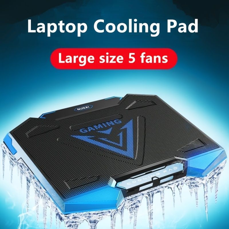 Laptop Cooling Pad Five-Core Cooling Foldable Stand Adjustable Stand Laptop - Blue - Size Universal