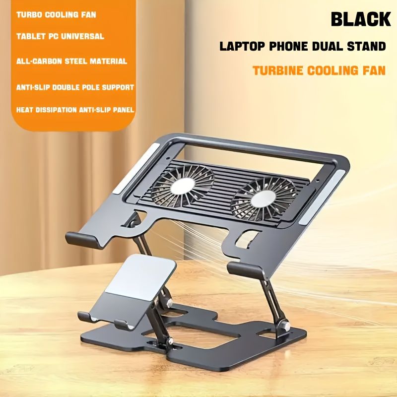 Black Desktop Computer Stand Phone Stand 2-In-1 Stand Ergonomic Stand Posture