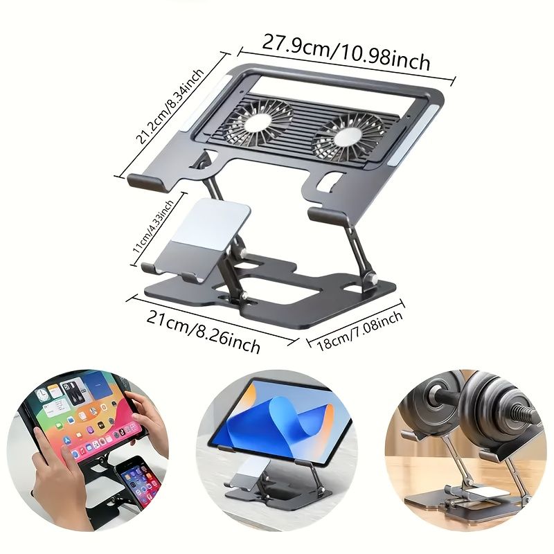 Black Desktop Computer Stand Phone Stand 2-In-1 Stand Ergonomic Stand Posture