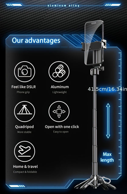 Black Blue mini selfie stick, Bluetooth selfie stick, extendable selfie stick, portable selfie stick, high-quality selfie stick, selfie stick Australia, wireless selfie stick, compact selfie stick, travel selfie stick, hands-free selfie stick