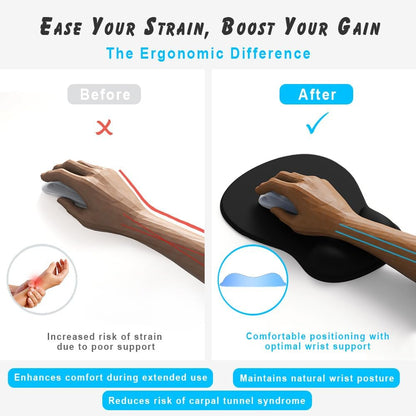 Gel Wrist Rest Mouse Pad - Ergonomic Office Mouse Pad with Wrist Support - Non-Slip Design Desktop Accessory Pad for Home & Game Decoration (06 Mocha Sha)