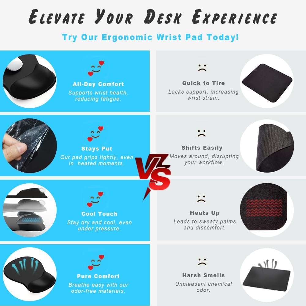 Gel Wrist Rest Mouse Pad - Ergonomic Office Mouse Pad with Wrist Support - Non-Slip Design Desktop Accessory Pad for Home & Game Decoration (06 Purple Gradient)
