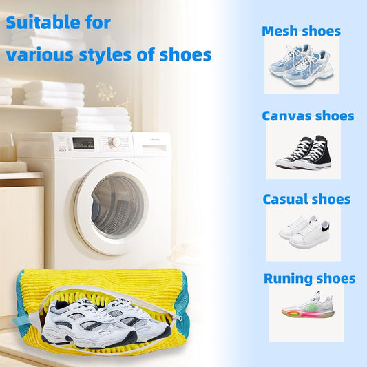 Shoe Washer Bag Laundry Shoe Bag for Washer & Dryer, Reusable 2 Pack Sneaker Cleaning Bag, 360° Deep Cleaning Machine for All Shoe Types with Self-Locking Zipper