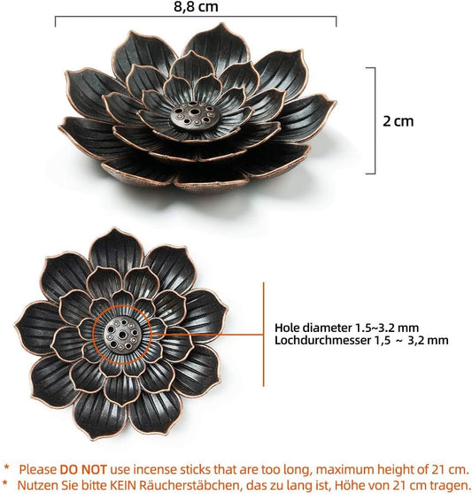 3 Pack Brass Lotus Incense Holder, Incense Sticks Burner, Incense Ash Catcher