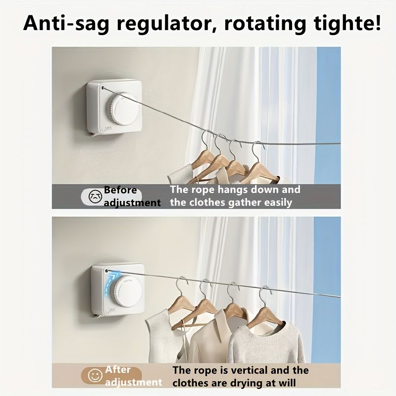 Gray Wall-Mounted Adjustable Clothes Hanger, Space-Saving Laundry Organizer