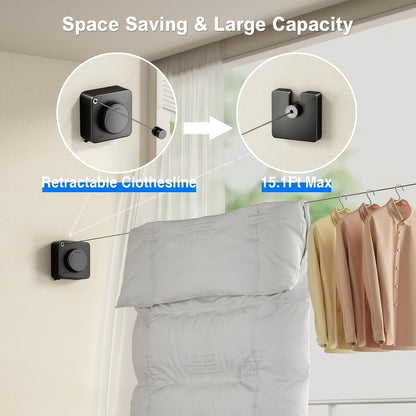 Gray Wall-Mounted Adjustable Clothes Hanger, Space-Saving Laundry Organizer