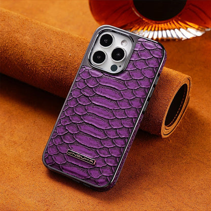 snake-pattern leather phone case, fingerprint-resistant phone case, high-end leather phone case, stylish phone case, durable phone case, Australia - Blue - Size iPhone 15 Pro Max
