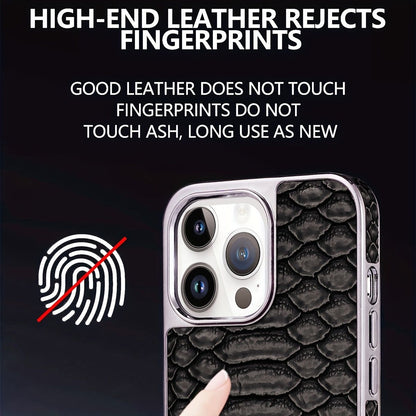 snake-pattern leather phone case, fingerprint-resistant phone case, high-end leather phone case, stylish phone case, durable phone case, Australia - Mocha - Size iPhone17pro