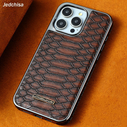 snake-pattern leather phone case, fingerprint-resistant phone case, high-end leather phone case, stylish phone case, durable phone case, Australia - Purple - Size iPhone 15 Pro Max
