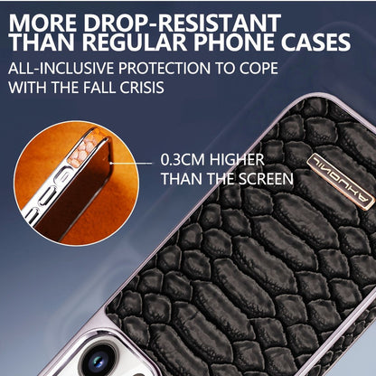 snake-pattern leather phone case, fingerprint-resistant phone case, high-end leather phone case, stylish phone case, durable phone case, Australia - Purple - Size iPhone 16 Pro Max