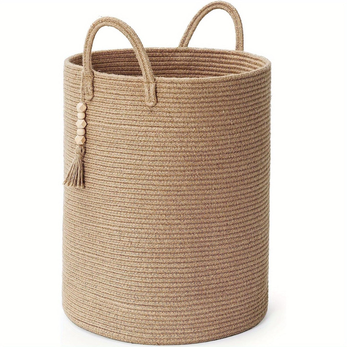 Brown Gray round rope laundry basket, tassel laundry basket, high quality laundry basket, bohemian laundry basket, stylish laundry basket, boho rope basket, large laundry hamper, Australian home decor