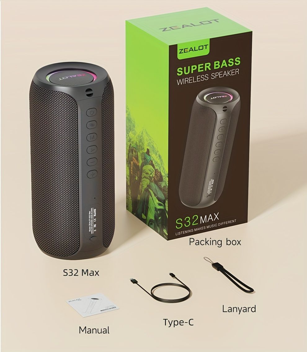 wireless bluetooth speaker, portable speaker, outdoor speaker, waterproof speaker, RGB light speaker, bass heavy speaker, camping speaker, beach speaker, Australia outdoor audio - Green - Size IPX7