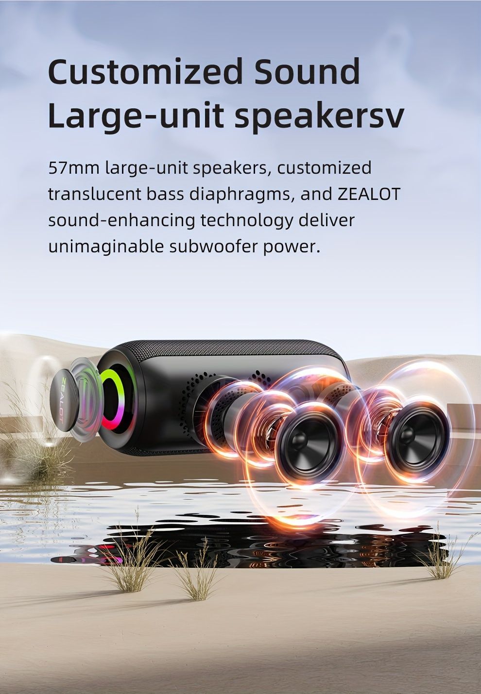 wireless bluetooth speaker, portable speaker, outdoor speaker, waterproof speaker, RGB light speaker, bass heavy speaker, camping speaker, beach speaker, Australia outdoor audio - Green - Size IPX7