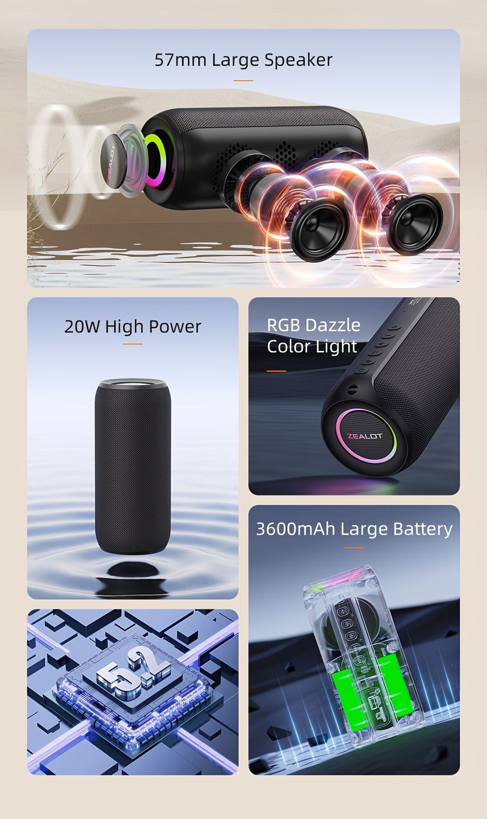 wireless bluetooth speaker, portable speaker, outdoor speaker, waterproof speaker, RGB light speaker, bass heavy speaker, camping speaker, beach speaker, Australia outdoor audio - Green - Size IPX7