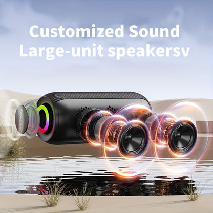 wireless bluetooth speaker, portable speaker, outdoor speaker, waterproof speaker, RGB light speaker, bass heavy speaker, camping speaker, beach speaker, Australia outdoor audio - Navy - Size IPX7
