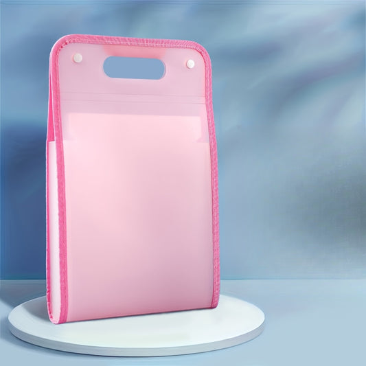 13-Pocket Accordion File Folder — A4 Portable Vertical Folding Organizer with Index Tabs, Suitable for School, Office, Student, and Professional Document Organization, Made of High-Clarity Waterproof Material, Expandable Multi-Functional File Pouch（pink）
