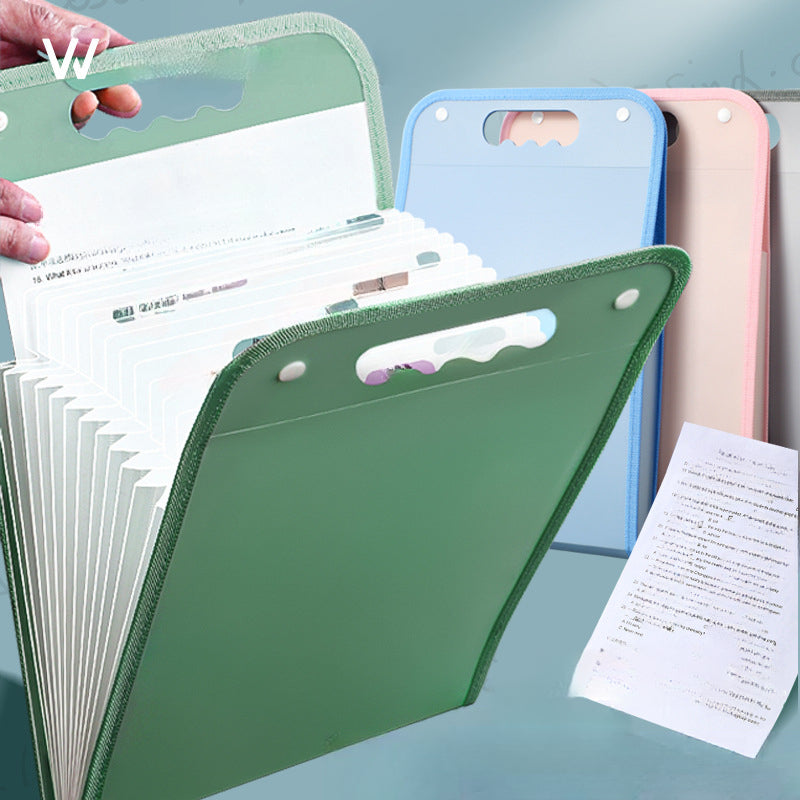 13-Pocket Accordion File Folder — A4 Portable Vertical Folding Organizer with Index Tabs, Suitable for School, Office, Student, and Professional Document Organization, Made of High-Clarity Waterproof Material, Expandable Multi-Functional File Pouch（pink）