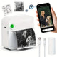 (White）Inkless Sticker Printer Mini Thermal Printer with Roll Thermal Paper, Wireless Pocket Printer, Smart Portable Receipt Printer for Photos, Diaries, Notes, and Preparation Work.