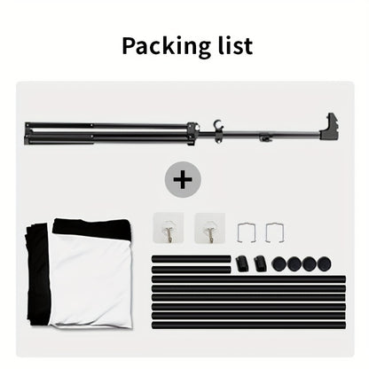 84inPortable and mobile projection screen with tripod stand, 16:9 HD format, suitable for home theater and indoor wall mounting. Made of polyester fabric, easy to set up and use. Ideal for office presentations and home entertainment, ready to use right ou