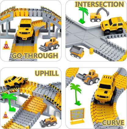 343 track-building sets, track-course - STEM learning toys, construction vehicles (concrete mixers, dump trucks), Track-birthday/Christmas gifts for boys - Developing motor skills and creativity - Compatible with the major - Mekamart Australia