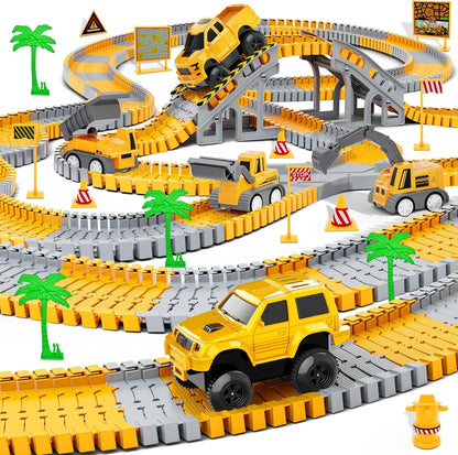 343 track-building sets, track-course - STEM learning toys, construction vehicles (concrete mixers, dump trucks), Track-birthday/Christmas gifts for boys - Developing motor skills and creativity - Compatible with the major - Mekamart Australia