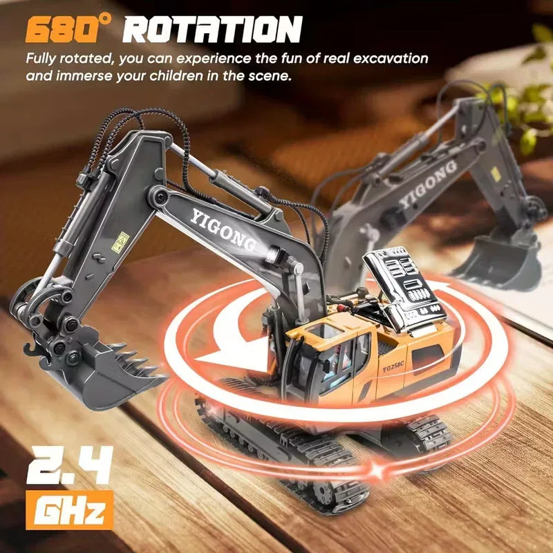 Mini Excavator Toy with Remote & App Control, High-Tech 11-Channel Alloy & Plastic Engineering Vehicle, Fun Toy for Men, Perfect Gift for Kids. - Mekamart Australia